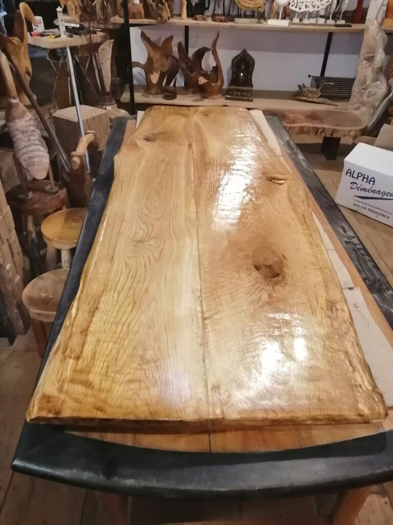 Plateau chêne vernis plastifié bord de mer