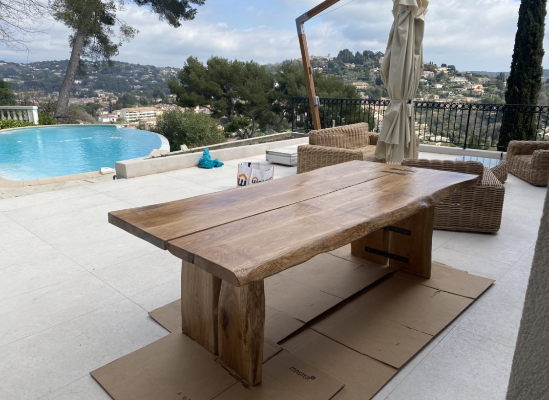 Table bois massif en deux parties