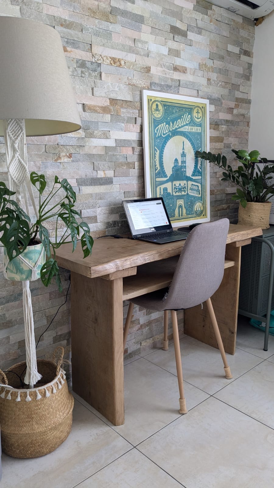 Bureau console en chêne massif