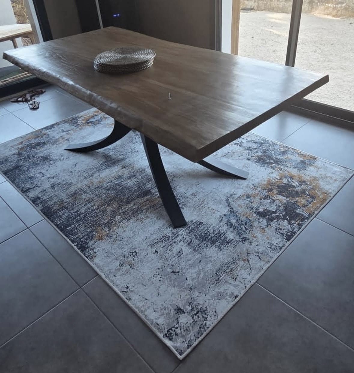 Table chêne rectangulaire pieds métal